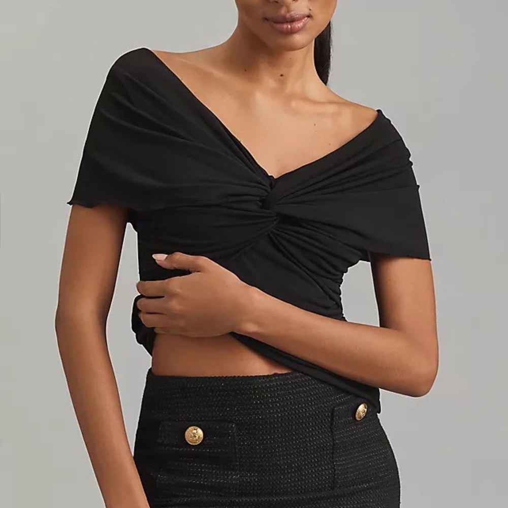 Anthropologie Black Off-Shoulder Top